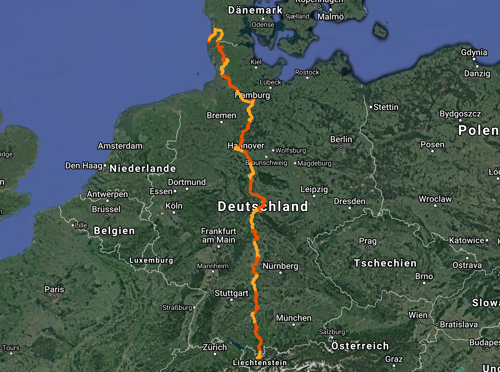 Die komplette Strecke