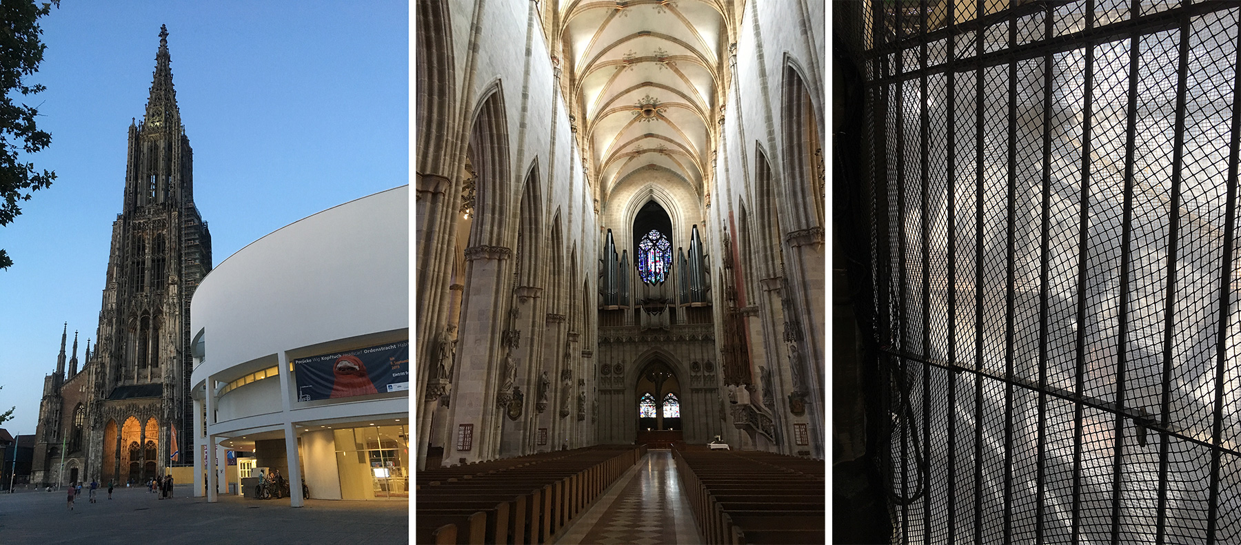 Ulmer Münster, abends, innen, verhüllt